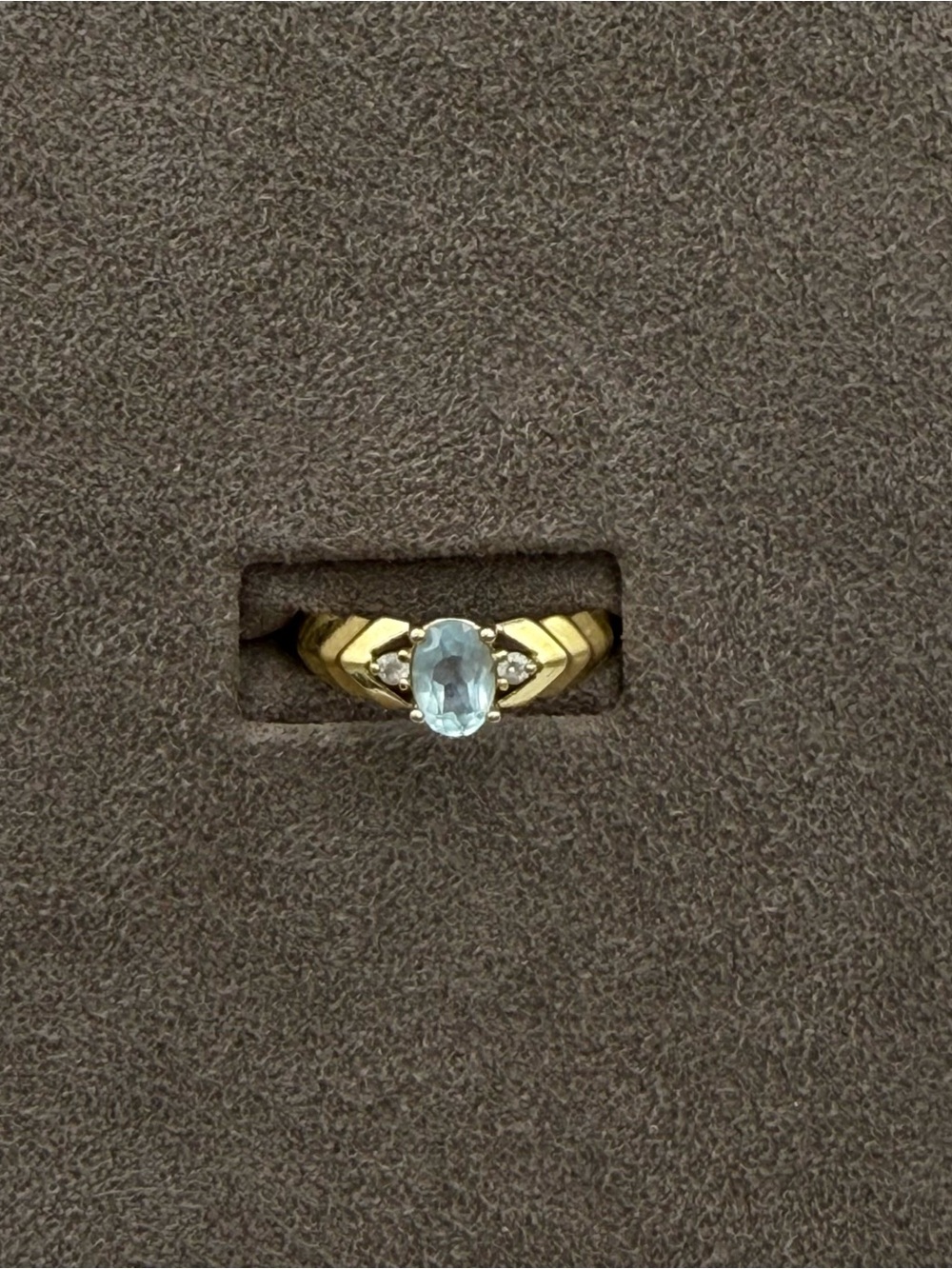 10k Korea Gold aquamarine Accent Ring  Statement Ring